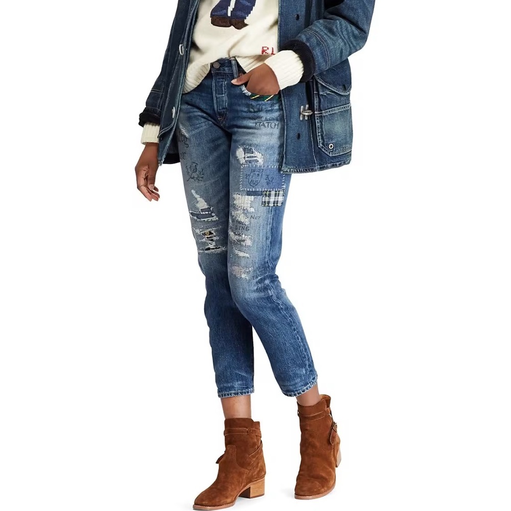 Polo Ralph Lauren Jeans Avery boyfriend graffiti patchwork